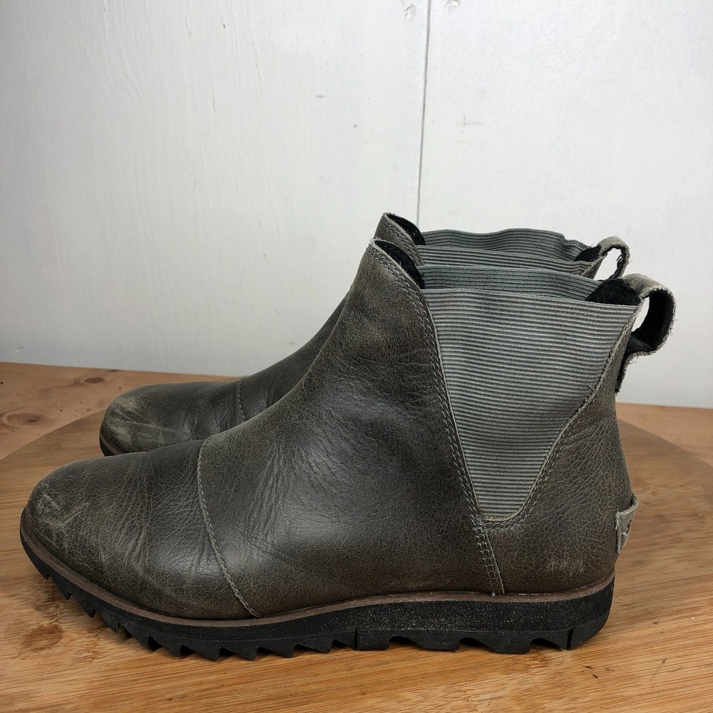 sorel harlow womens size 7.5 shoes brown leather slip on comfort chelsea boots